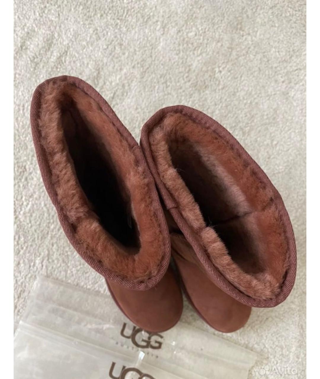 UGG AUSTRALIA Бордовые замшевые сапоги, фото 2