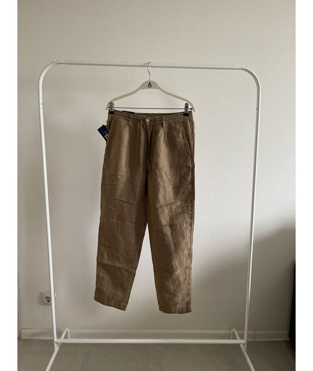 POLO RALPH LAUREN Коричневые хлопковые повседневные брюки, фото 5