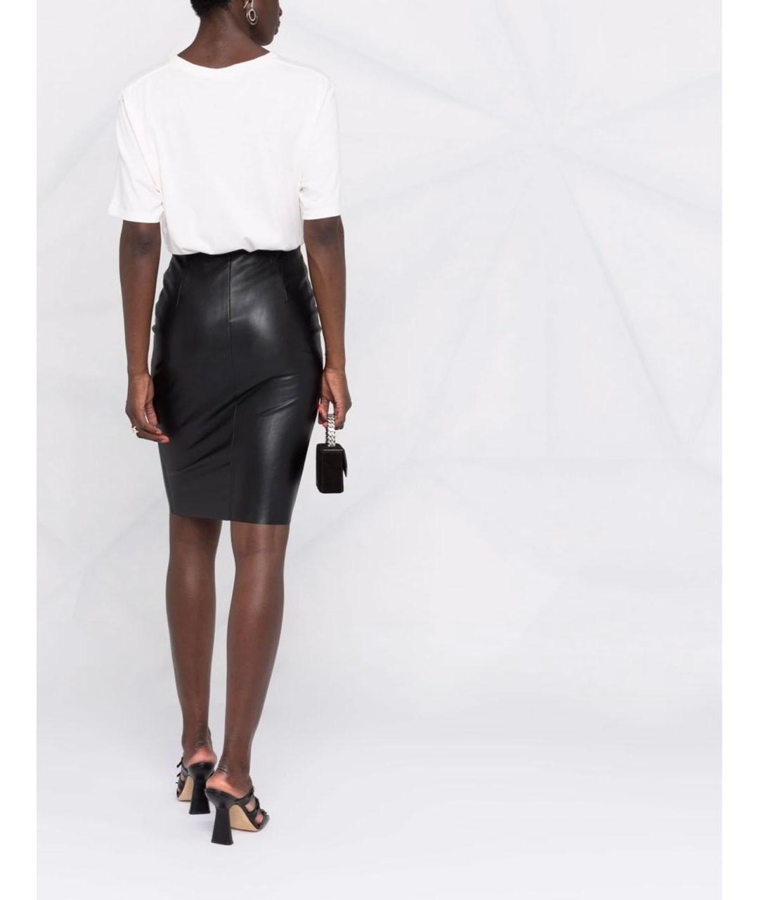 WOLFORD Черная полиуретановая юбка миди, фото 7