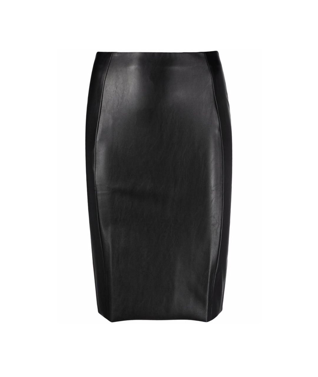 WOLFORD Черная полиуретановая юбка миди, фото 1