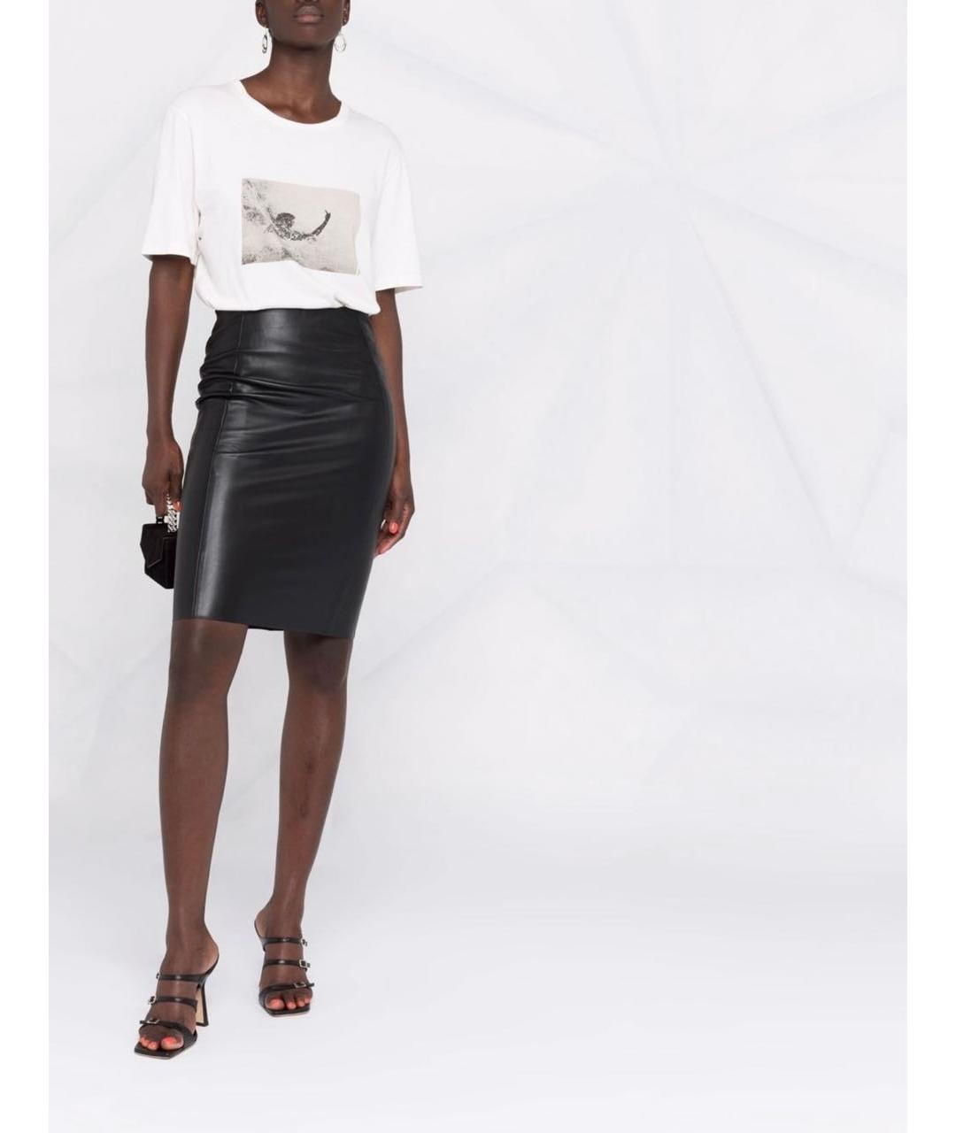 WOLFORD Черная полиуретановая юбка миди, фото 5