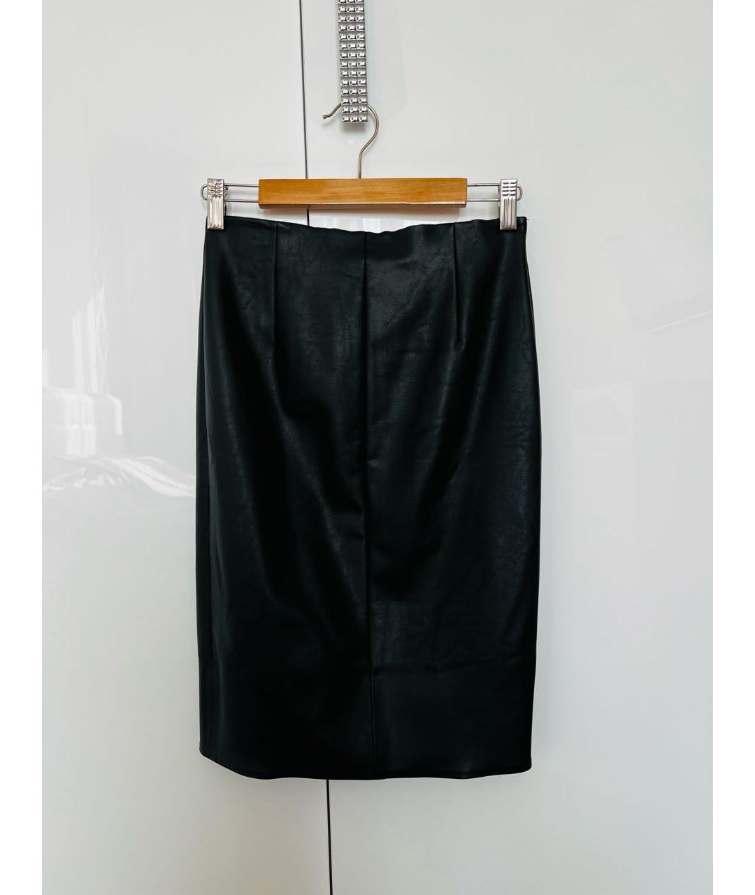 WOLFORD Черная полиуретановая юбка миди, фото 2