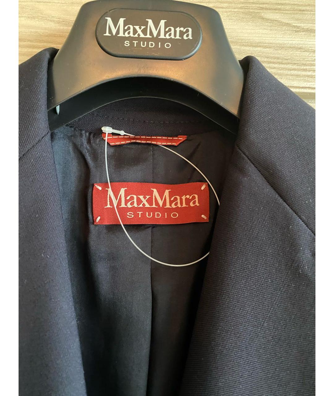 MAX MARA STUDIO Темно-синий шерстяной костюм с брюками, фото 3