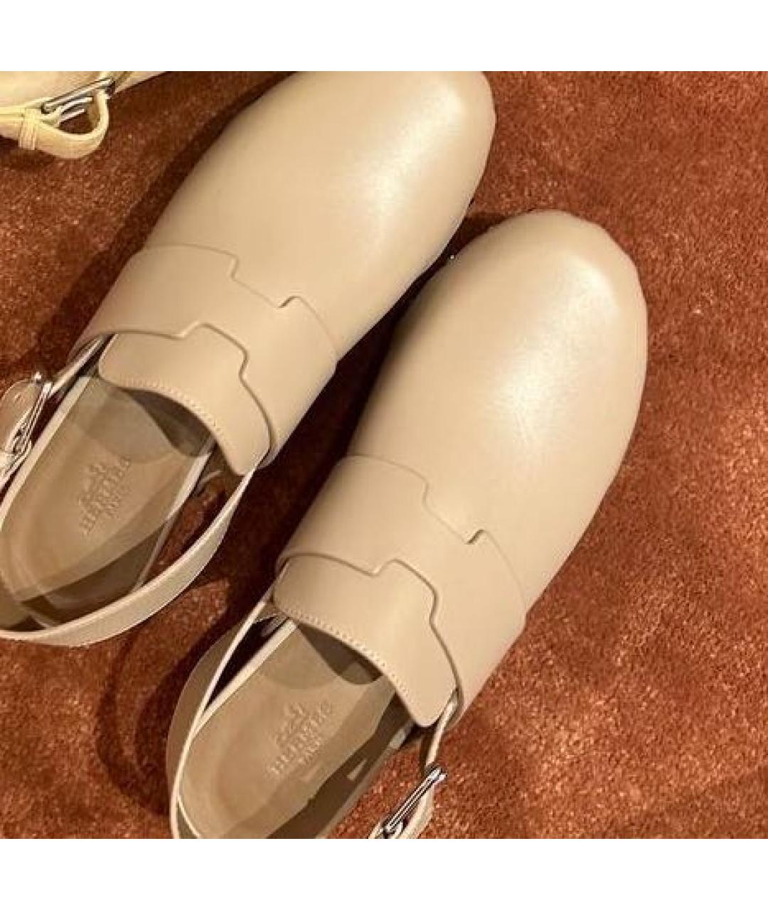 HERMES Серые кожаные сабо, фото 2