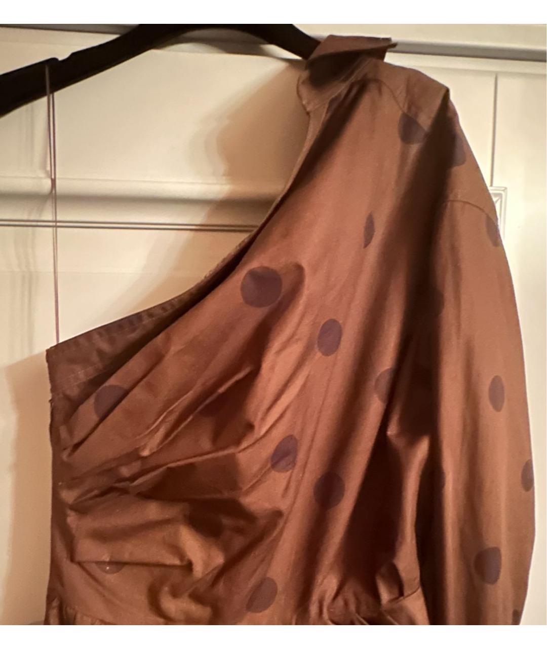 MAX MARA Коричневое хлопковое коктейльное платье, фото 3