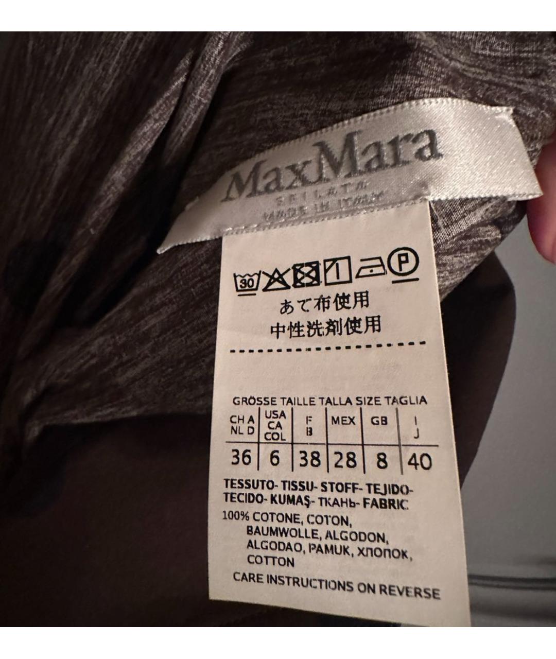 MAX MARA Коричневое хлопковое коктейльное платье, фото 4
