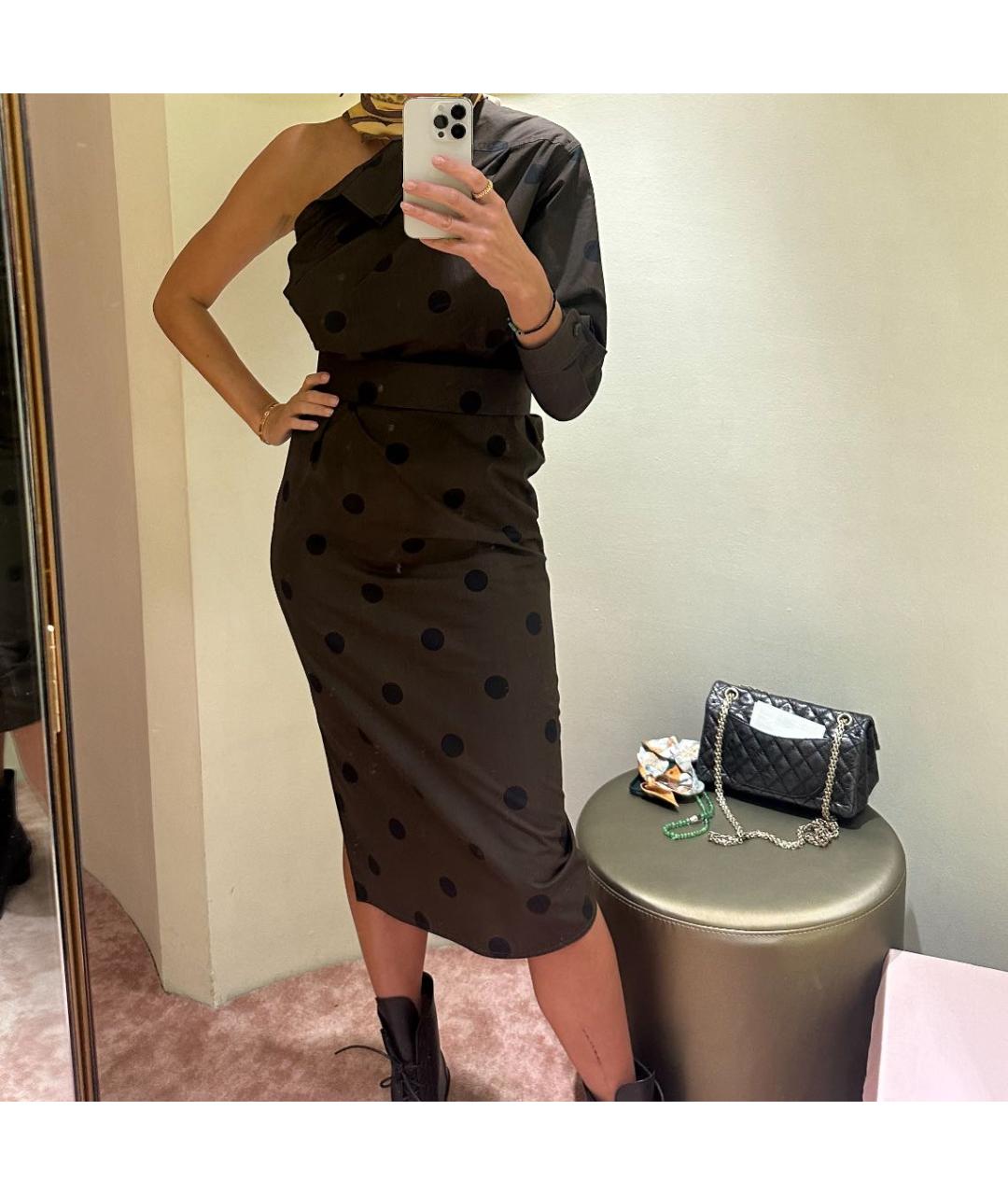 MAX MARA Коричневое хлопковое коктейльное платье, фото 6