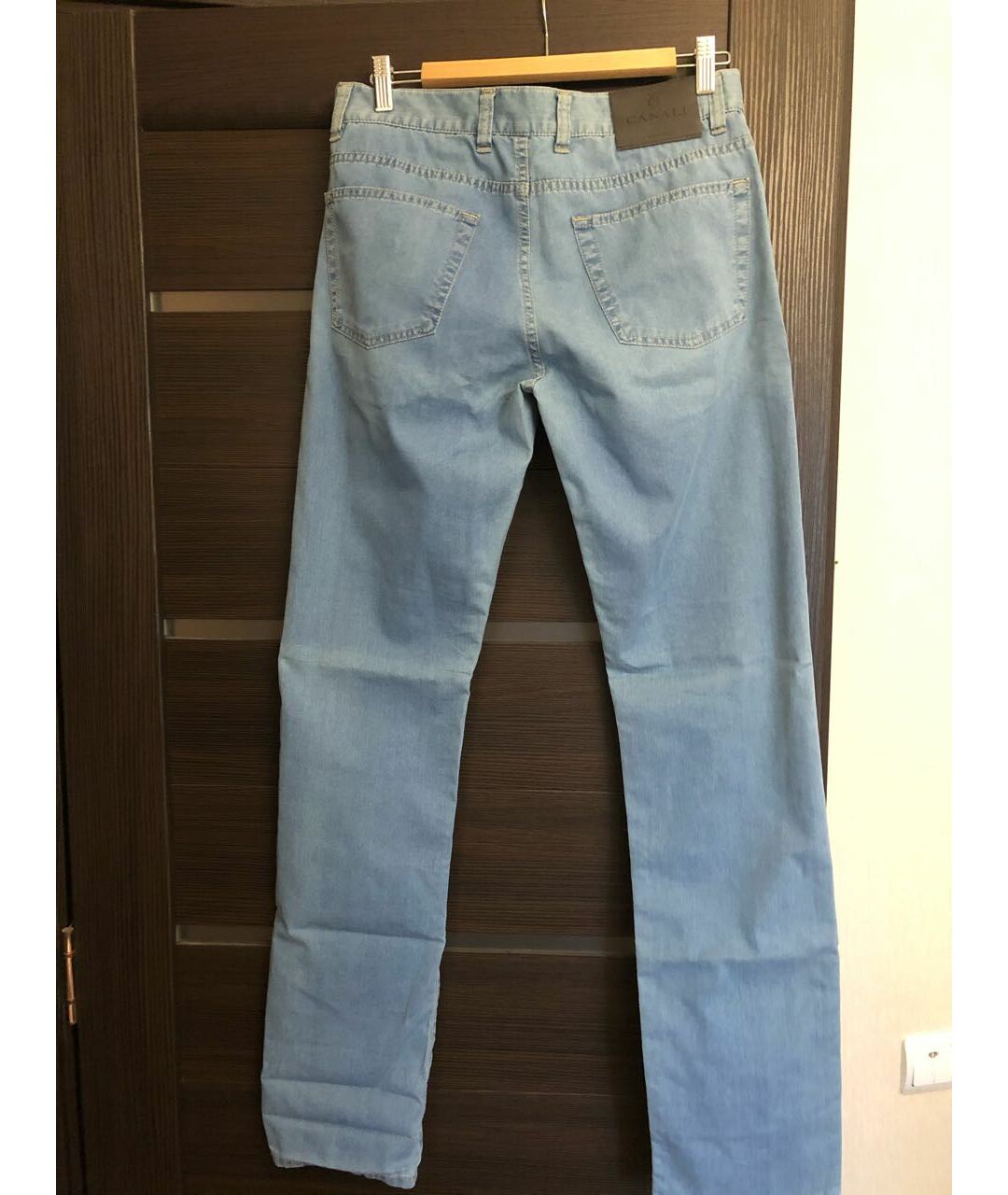 CANALI Голубые хлопковые прямые джинсы, фото 2