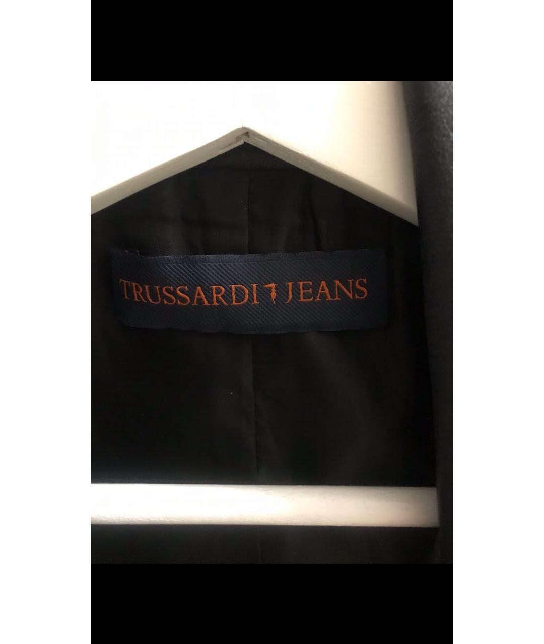 TRUSSARDI JEANS Черный кожаный жилет, фото 3