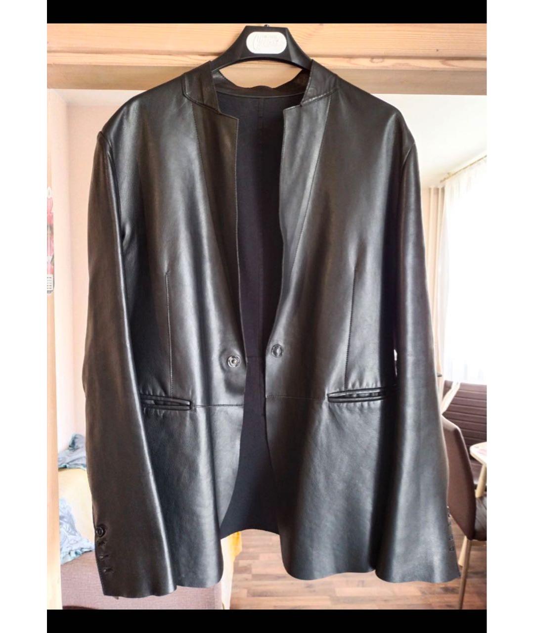 GIORGIO ARMANI Черный кожаный пиджак, фото 5