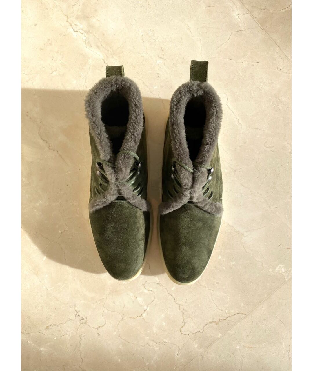 LORO PIANA Зеленые замшевые ботинки, фото 3