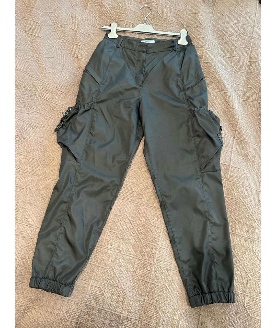 PRADA Черные полиамидовые брюки широкие, фото 7