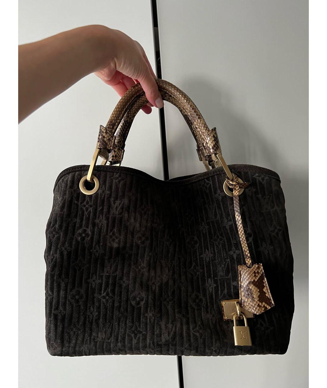 LOUIS VUITTON Серая замшевая сумка с короткими ручками, фото 9