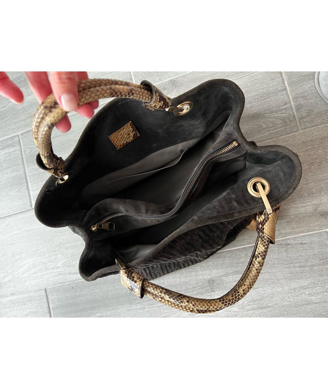 LOUIS VUITTON Серая замшевая сумка с короткими ручками, фото 3
