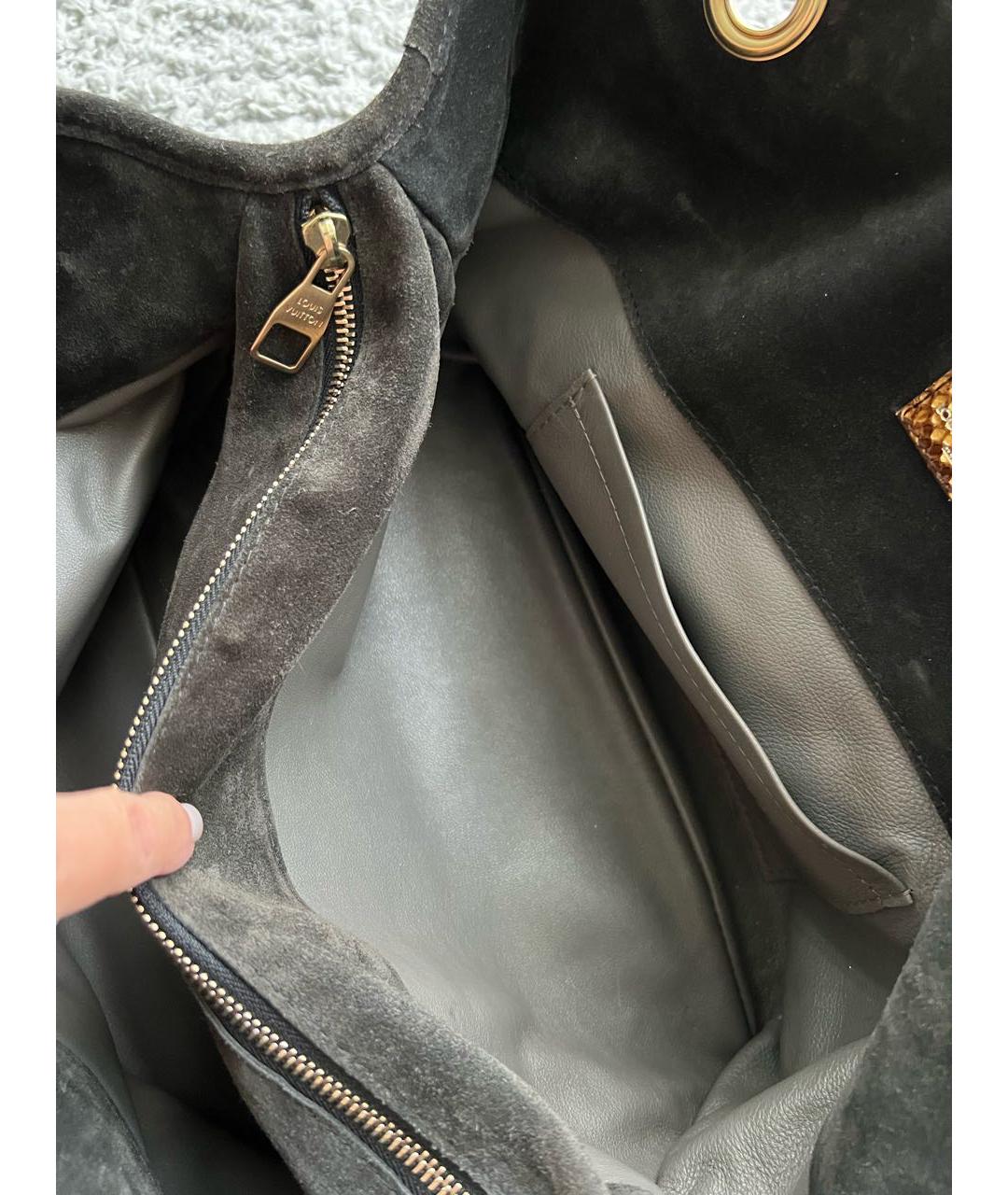 LOUIS VUITTON Серая замшевая сумка с короткими ручками, фото 8