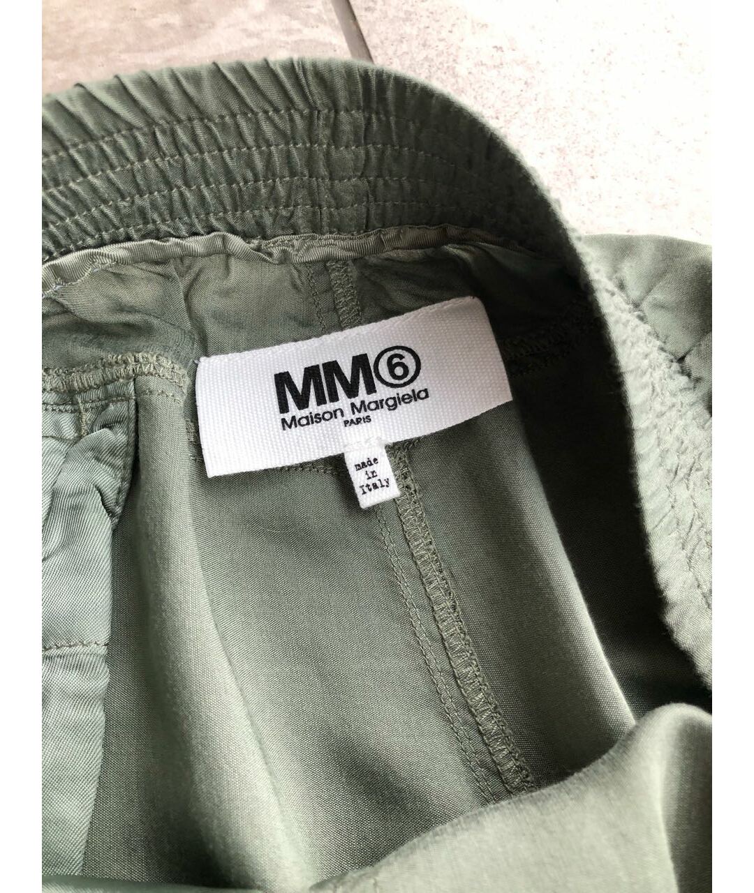 MM6 MAISON MARGIELA Хаки шелковые прямые брюки, фото 2