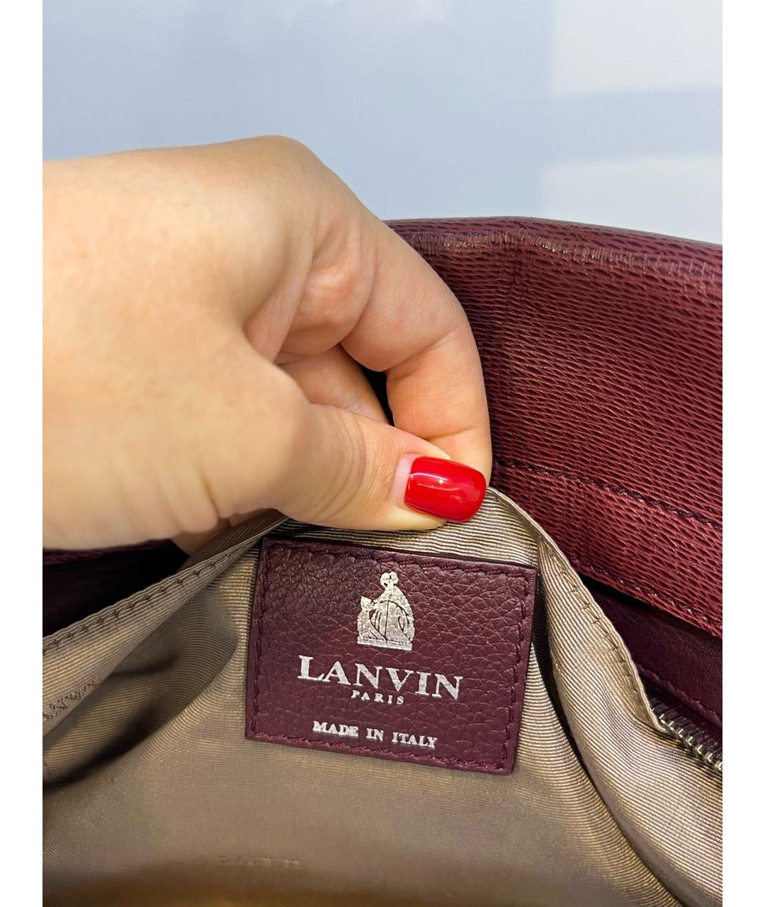 LANVIN Бордовая кожаная сумка с короткими ручками, фото 4