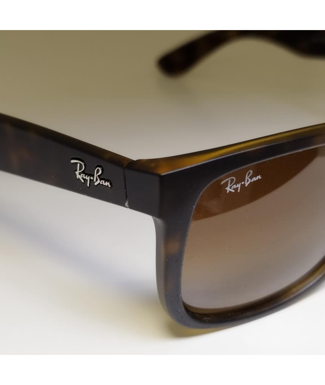RAY BAN Коричневые пластиковые солнцезащитные очки, фото 3