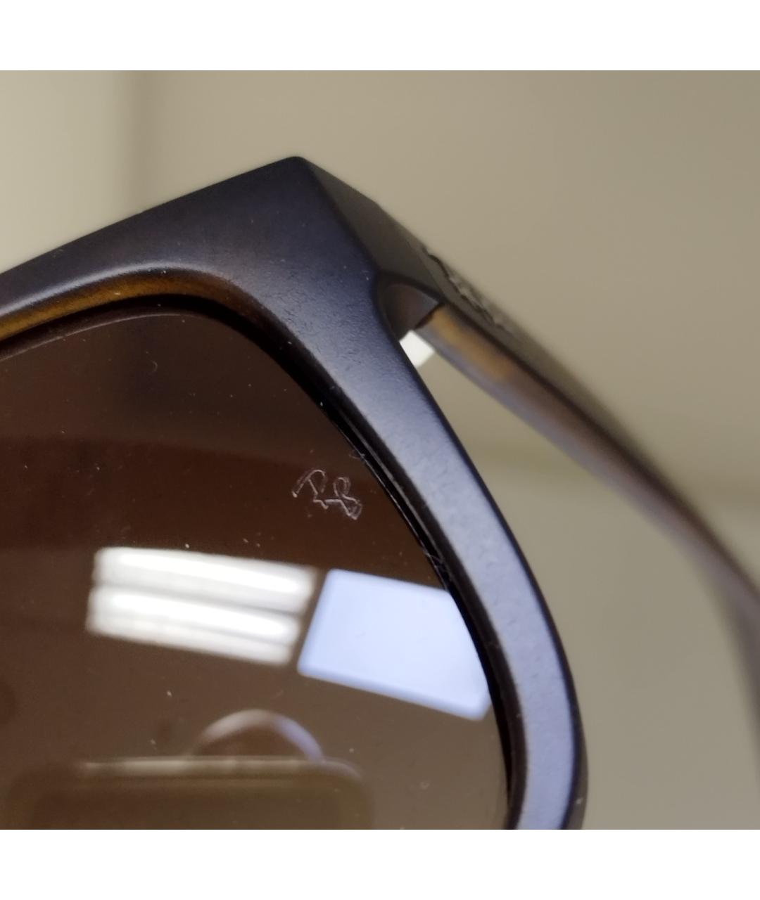 RAY BAN Коричневые пластиковые солнцезащитные очки, фото 9