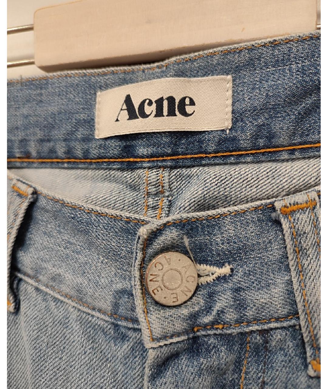 ACNE STUDIOS Голубые хлопковые прямые джинсы, фото 3