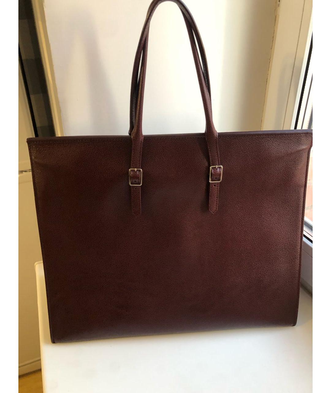 BALENCIAGA Бордовая кожаная сумка тоут, фото 3