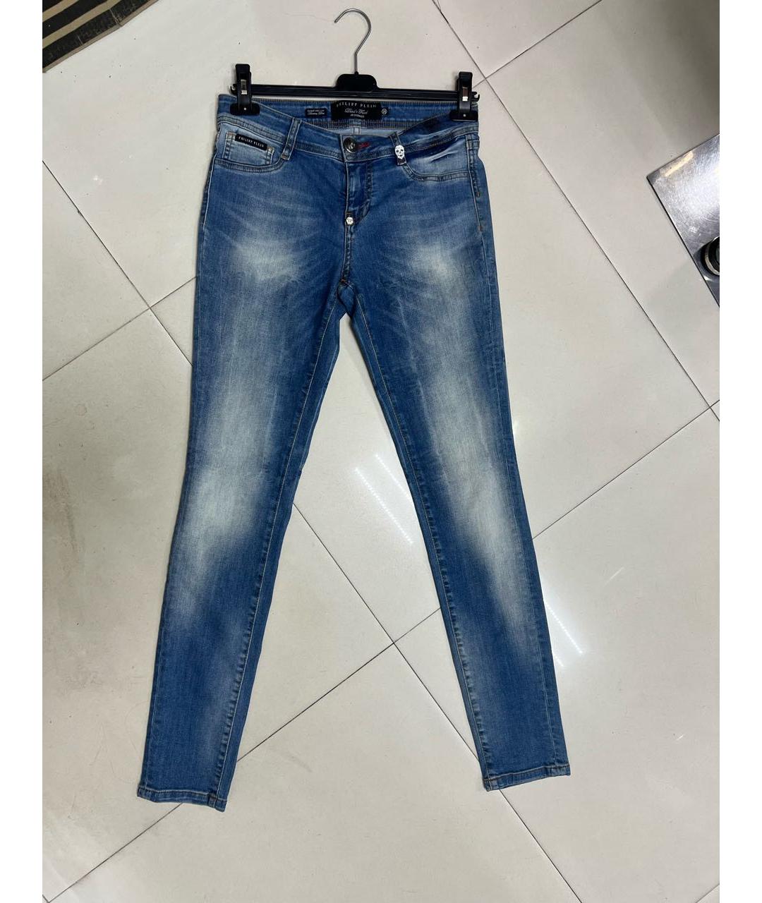 PHILIPP PLEIN Синие хлопко-эластановые джинсы слим, фото 5