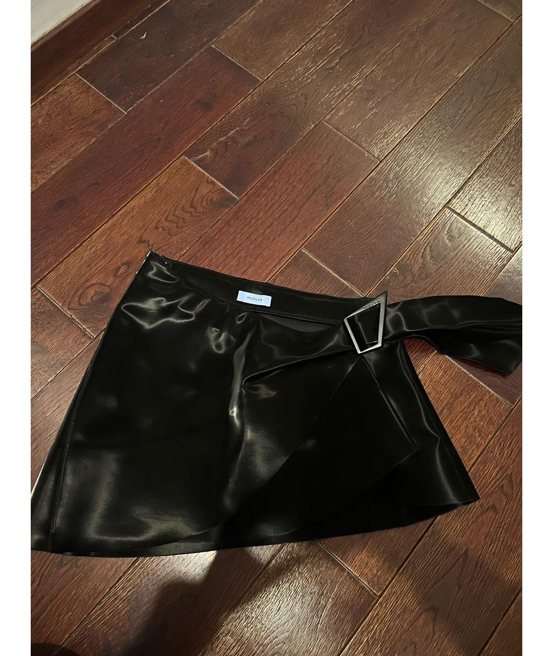 MUGLER Черная полиэстеровая юбка мини, фото 5