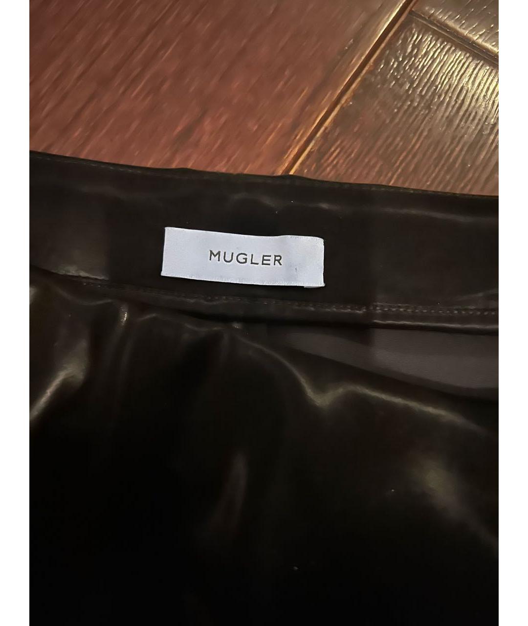 MUGLER Черная полиэстеровая юбка мини, фото 4
