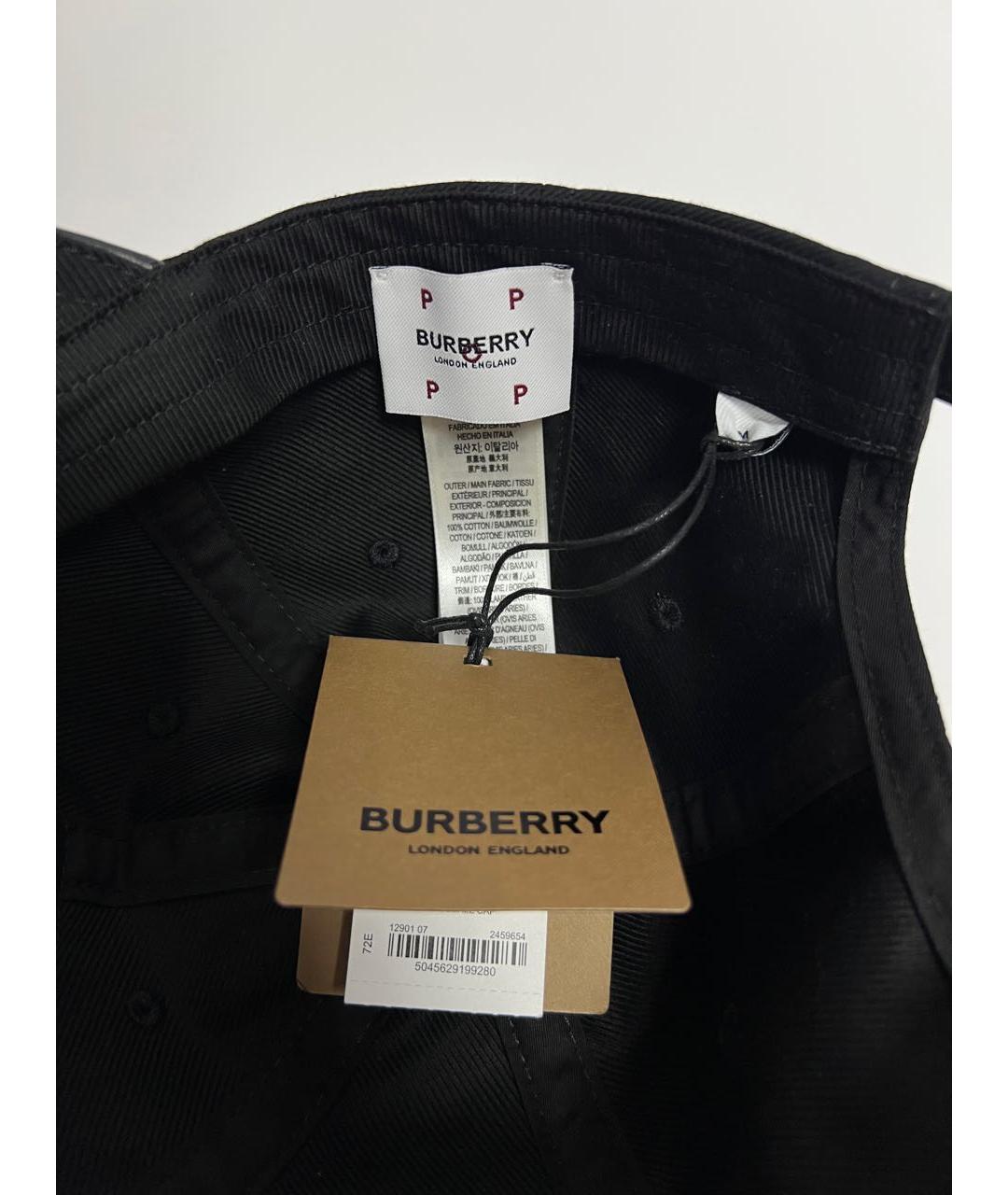 BURBERRY Черная хлопковая кепка, фото 6