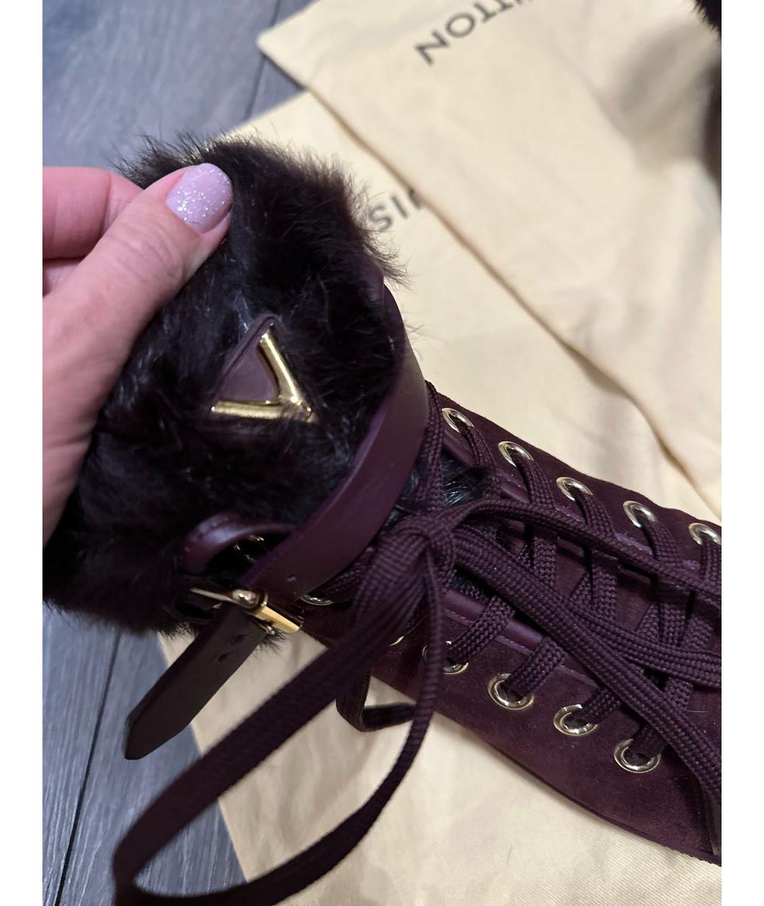 LOUIS VUITTON Бордовые замшевые кеды, фото 4