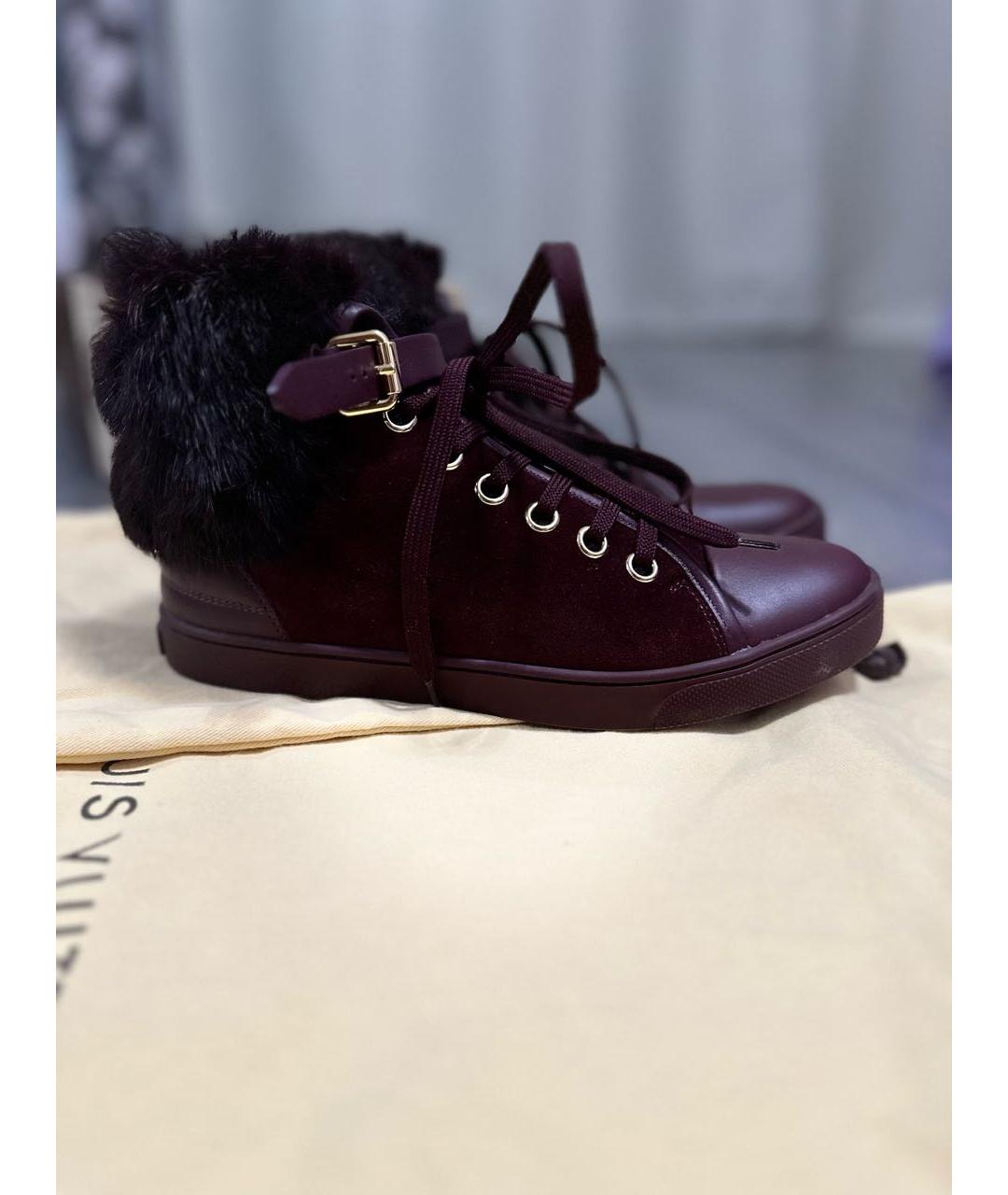 LOUIS VUITTON Бордовые замшевые кеды, фото 9