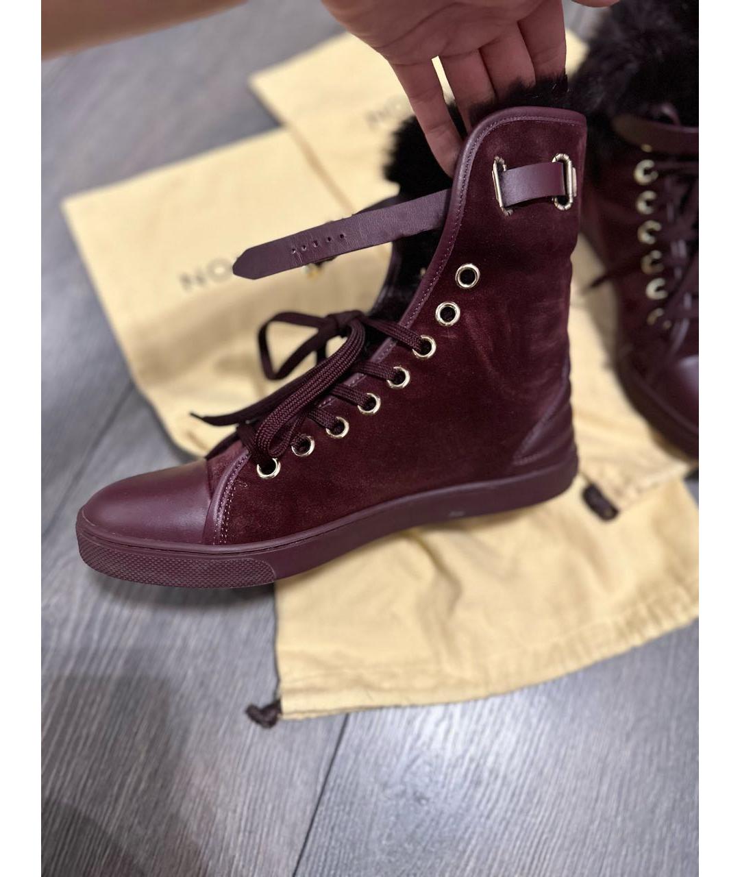 LOUIS VUITTON Бордовые замшевые кеды, фото 3