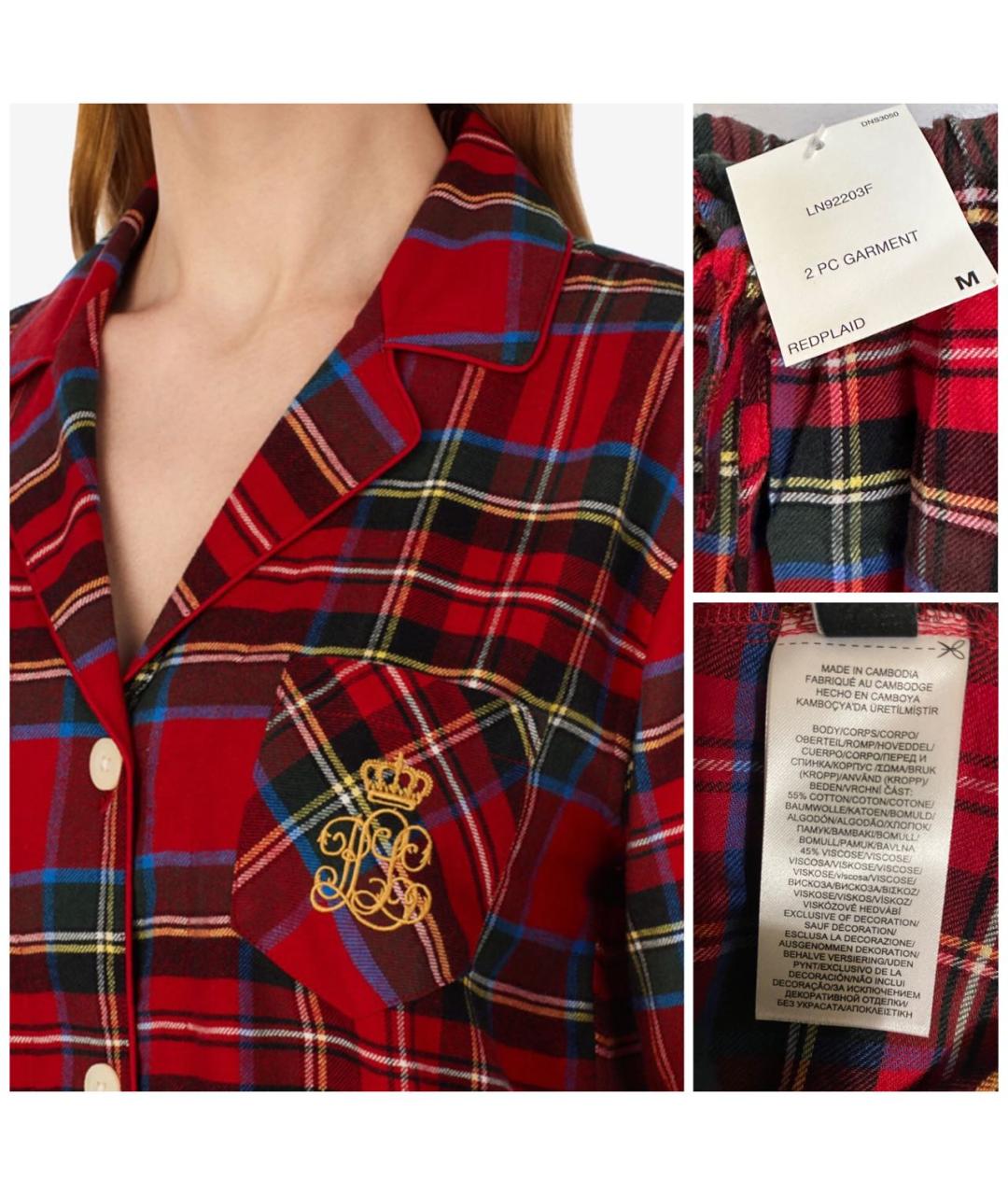 POLO RALPH LAUREN Красная вискозная пижама, фото 4