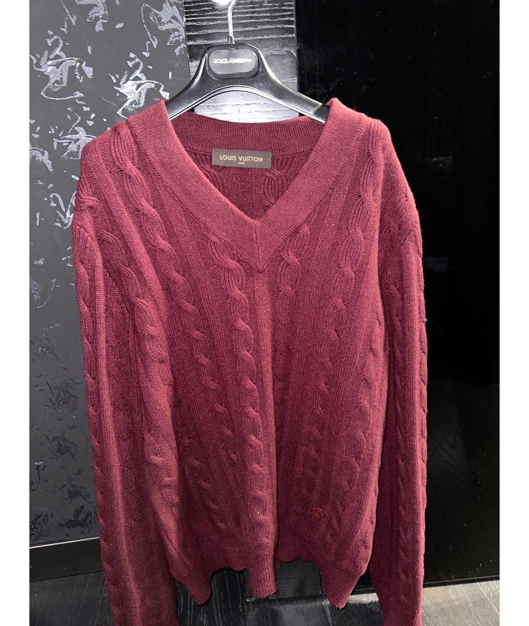 LOUIS VUITTON PRE-OWNED Бордовый шерстяной джемпер / свитер, фото 7