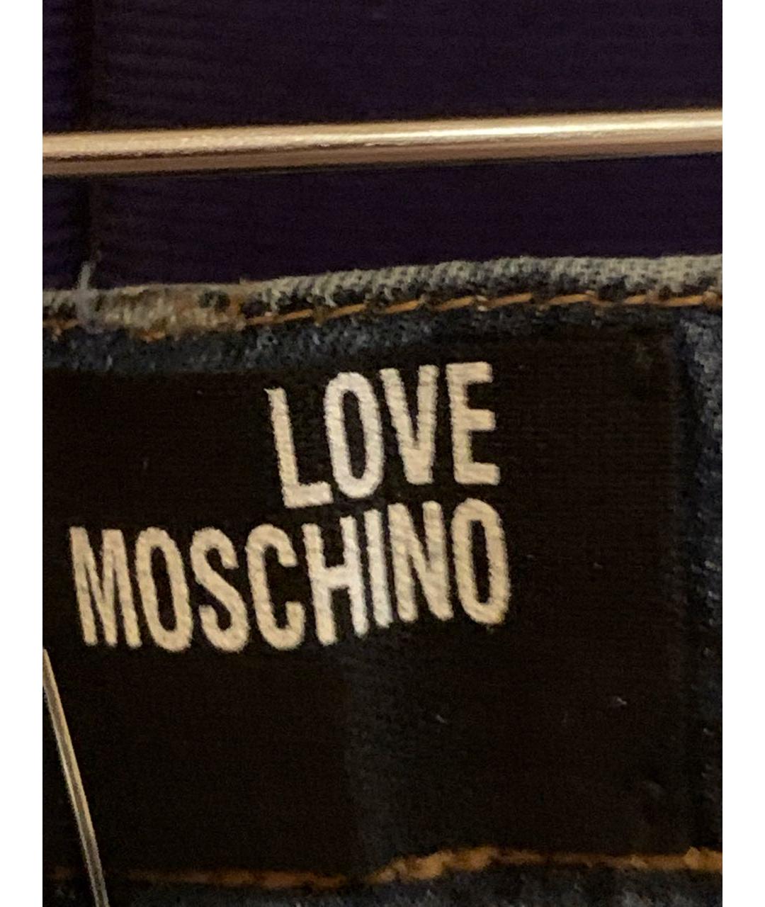 LOVE MOSCHINO Синие хлопко-эластановые джинсы слим, фото 4