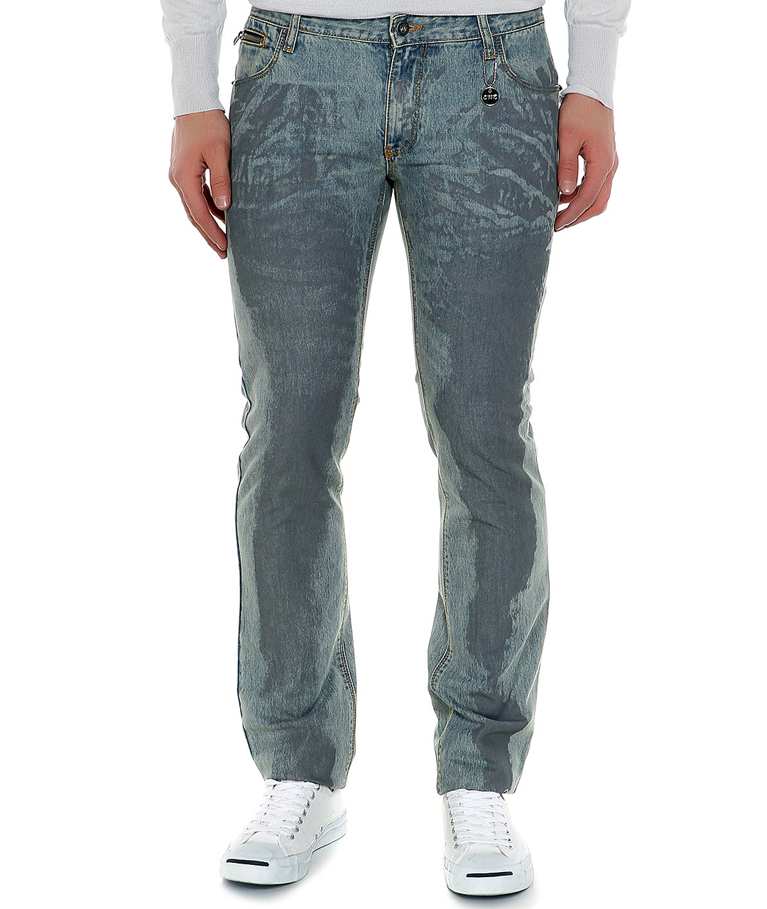 COSTUME NATIONAL Серые хлопковые прямые джинсы, фото 4