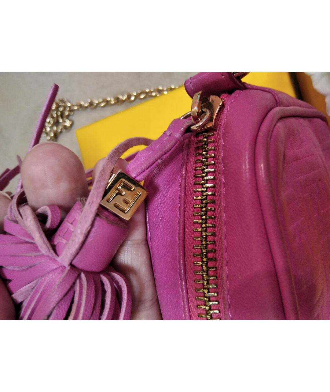 FENDI Розовая кожаная сумка тоут, фото 4