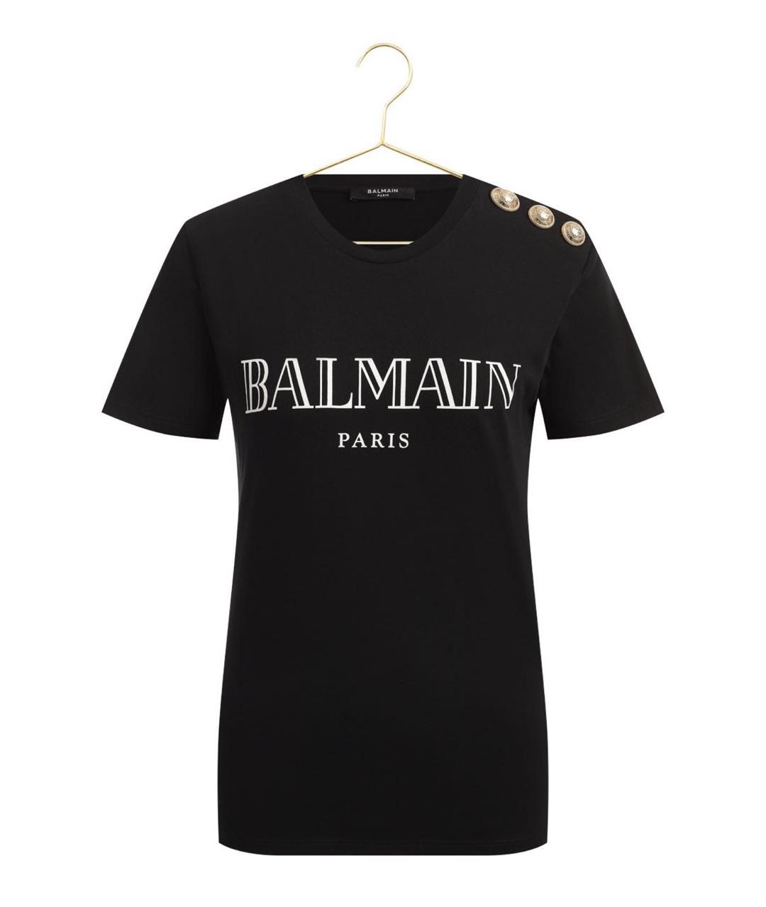 BALMAIN Черная хлопковая футболка, фото 4