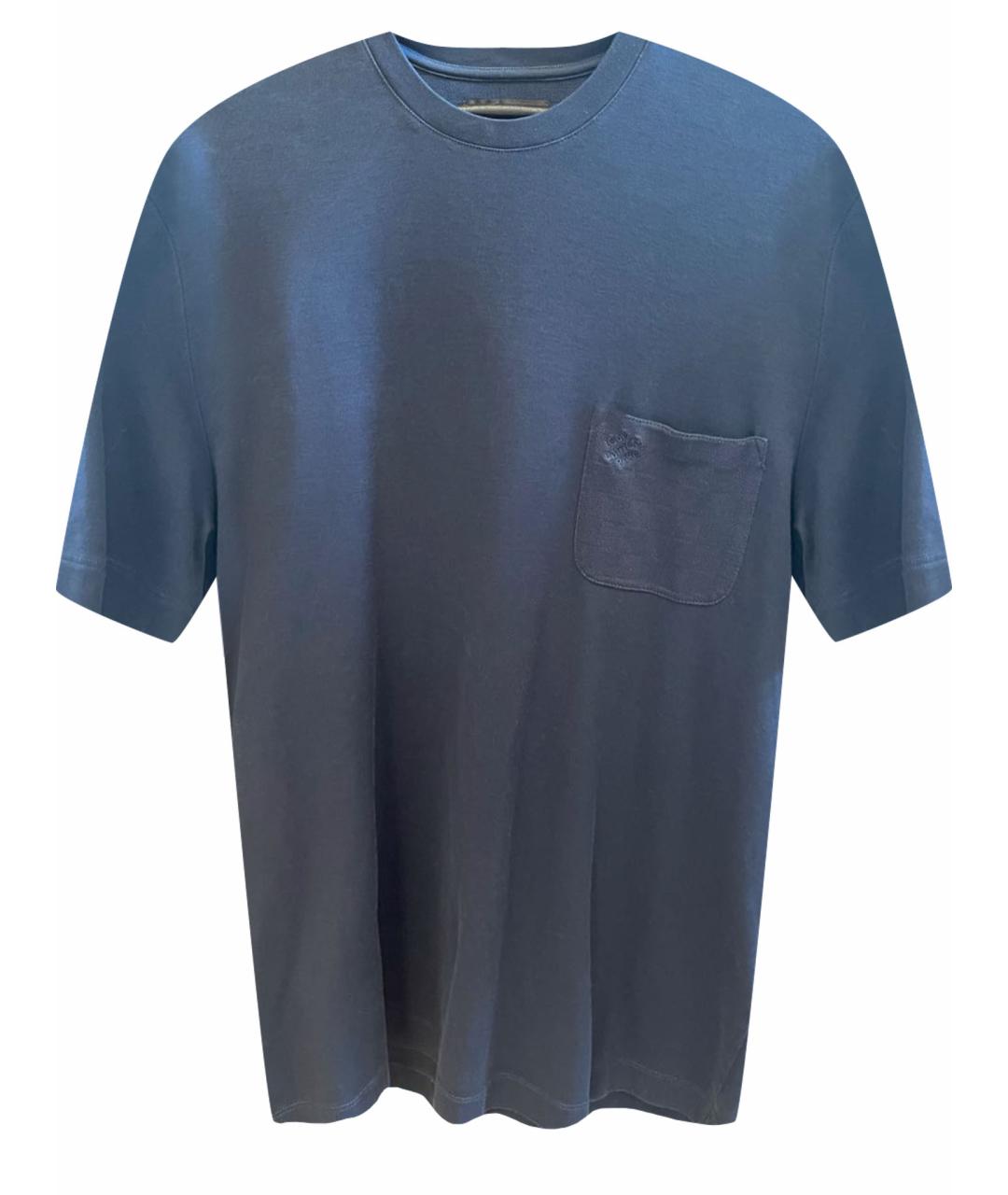 LOUIS VUITTON PRE-OWNED Темно-синяя хлопковая футболка, фото 1