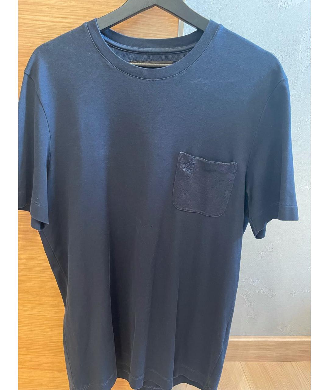 LOUIS VUITTON PRE-OWNED Темно-синяя хлопковая футболка, фото 5