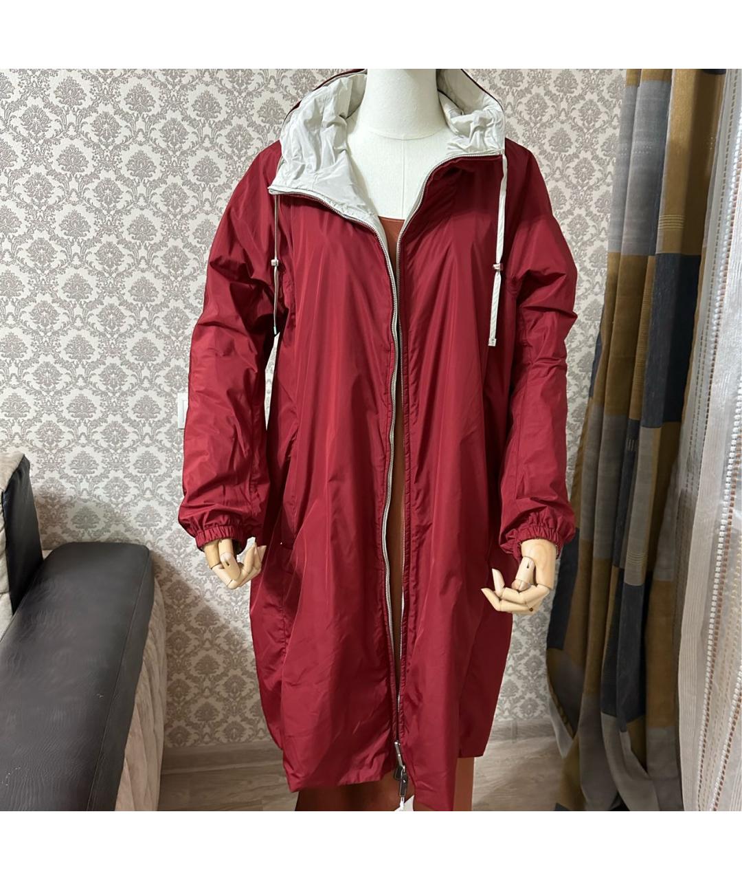 MAX MARA Бордовый полиэстеровый тренч/плащ, фото 6