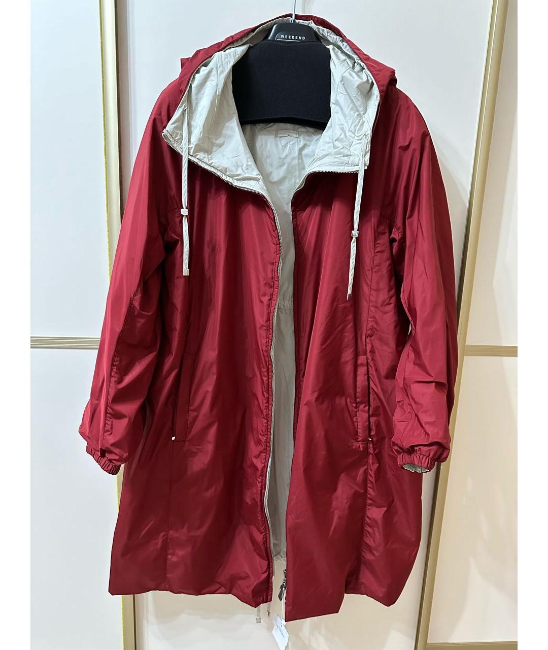 MAX MARA Бордовый полиэстеровый тренч/плащ, фото 7
