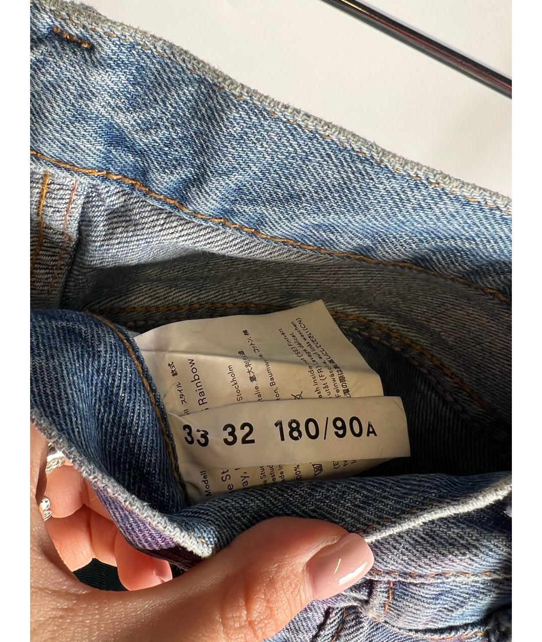 ACNE STUDIOS Голубые хлопковые прямые джинсы, фото 4