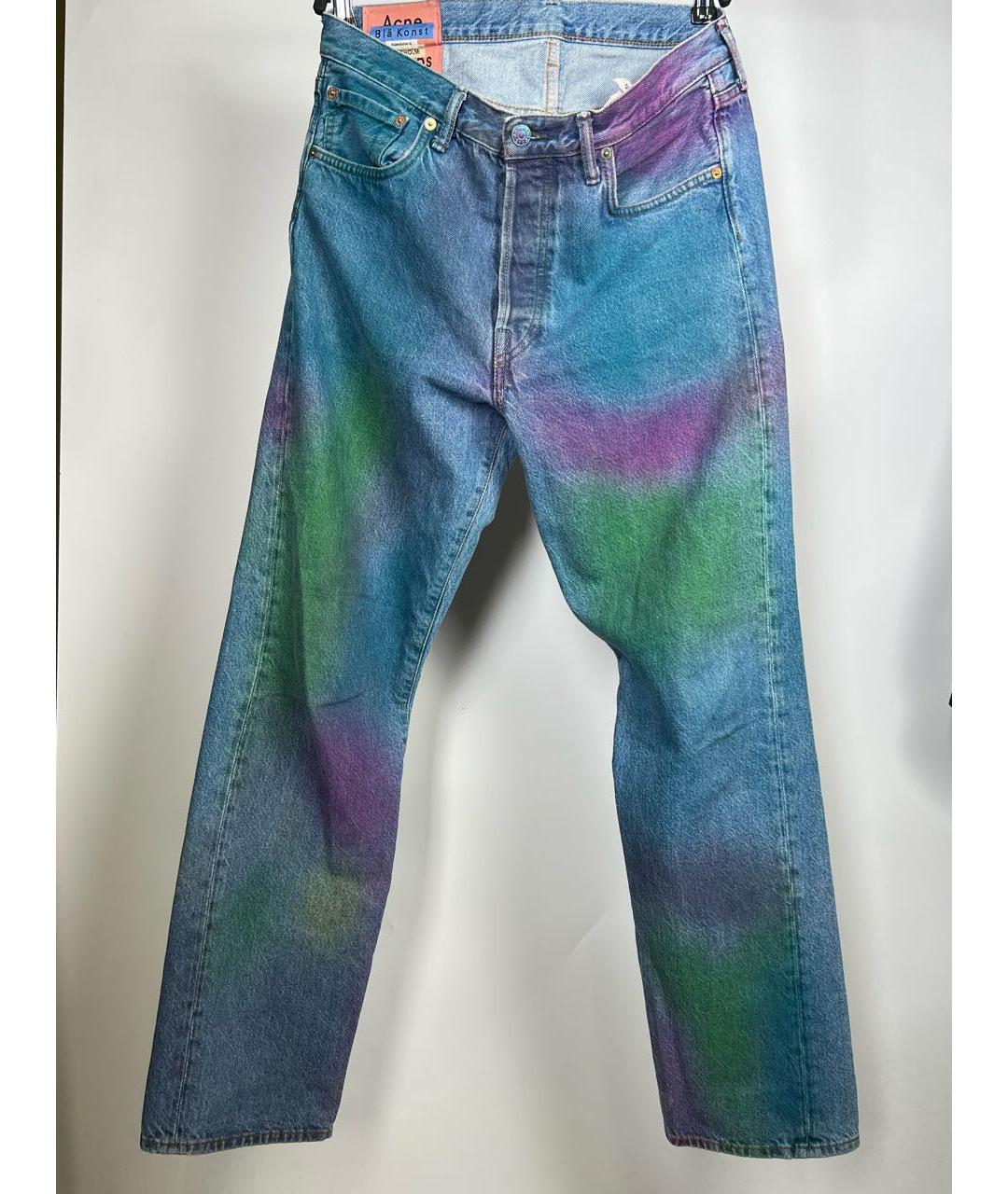 ACNE STUDIOS Голубые хлопковые прямые джинсы, фото 8