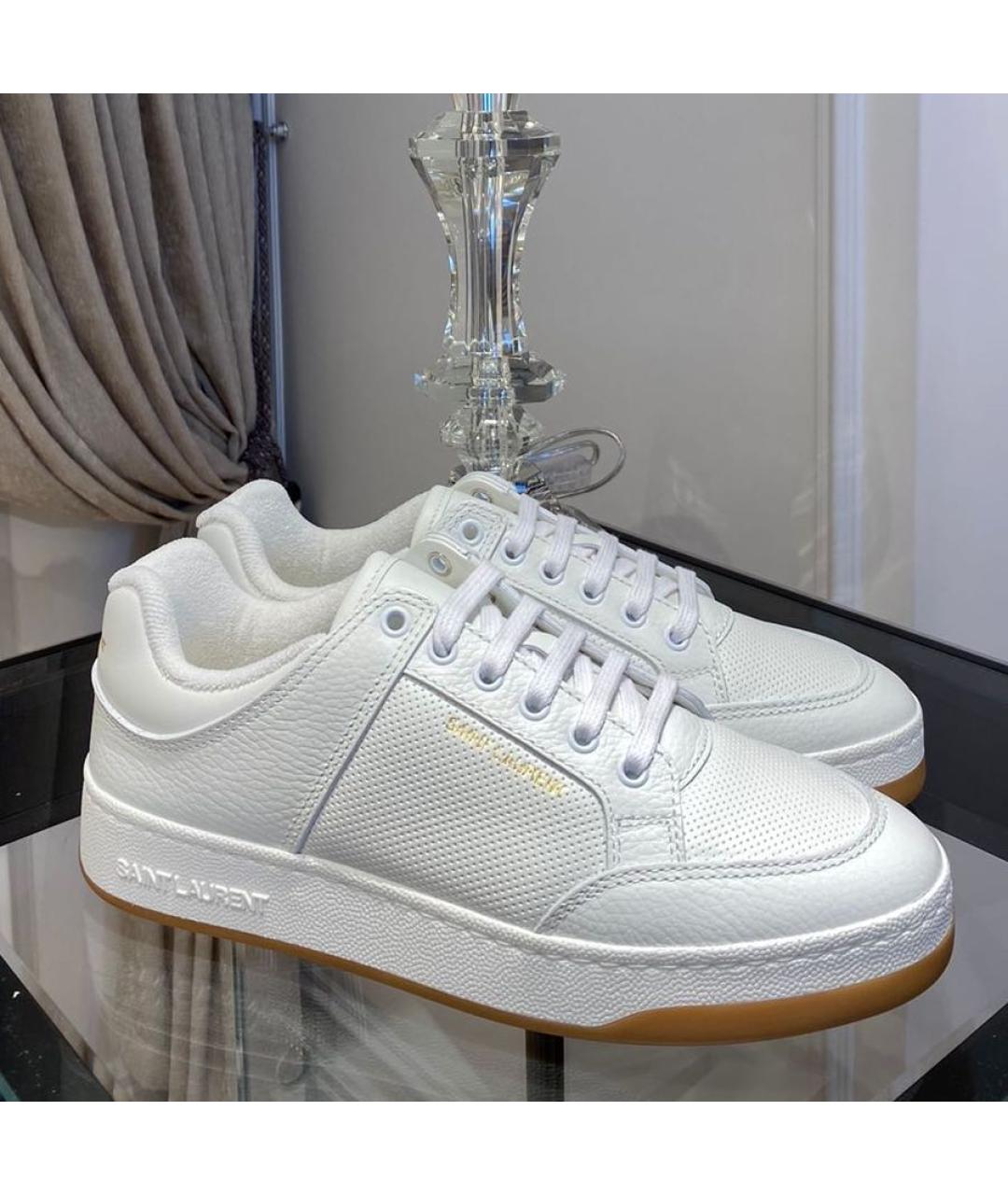 SAINT LAURENT Белые кожаные кеды, фото 4