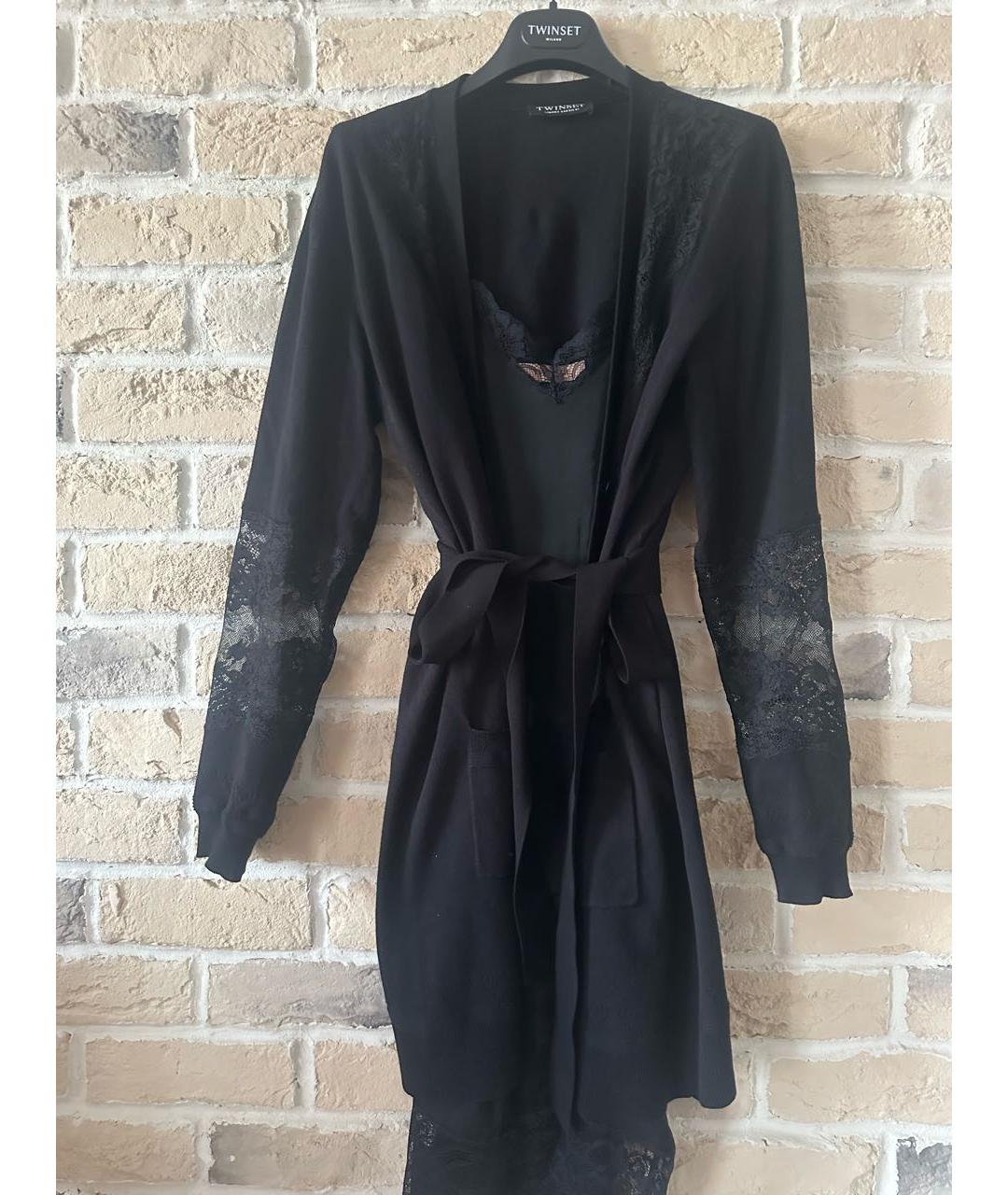 TWIN-SET Черное вискозное повседневное платье, фото 5