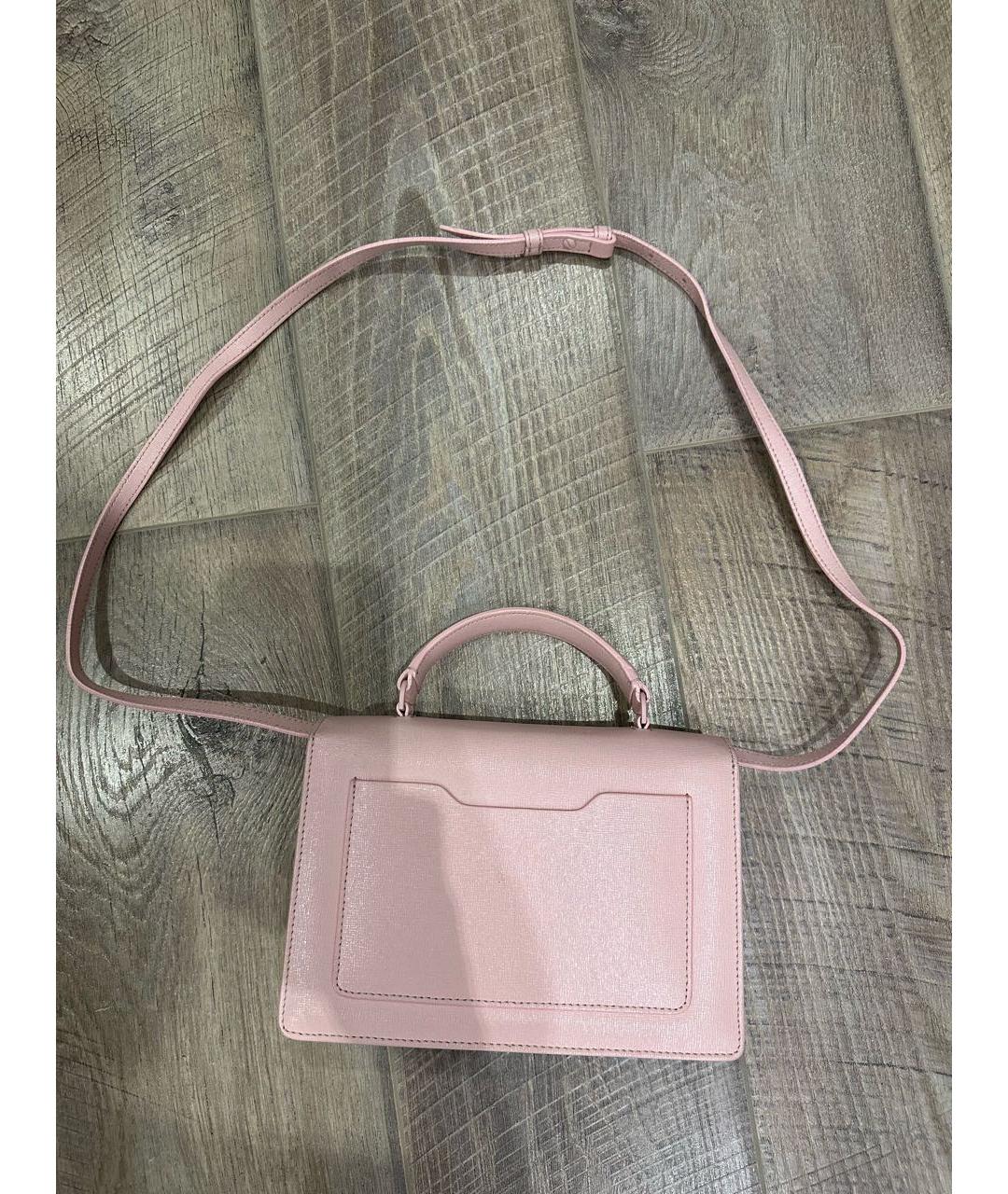OFF-WHITE Розовая кожаная сумка с короткими ручками, фото 3