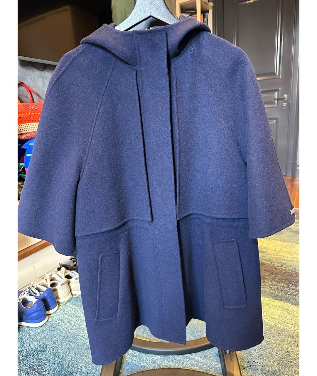 SPORTMAX Темно-синее шерстяное пальто, фото 7
