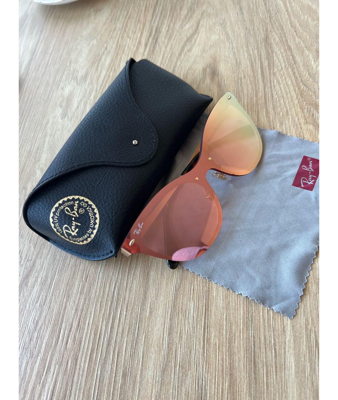 RAY BAN Розовые металлические солнцезащитные очки, фото 6