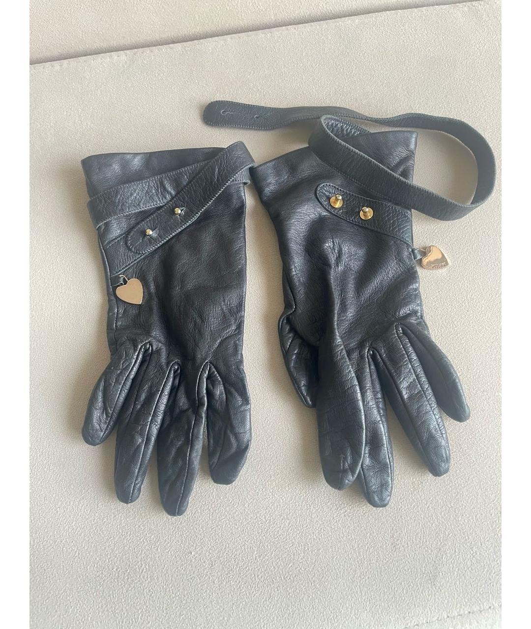 MOSCHINO Черные кожаные перчатки, фото 8